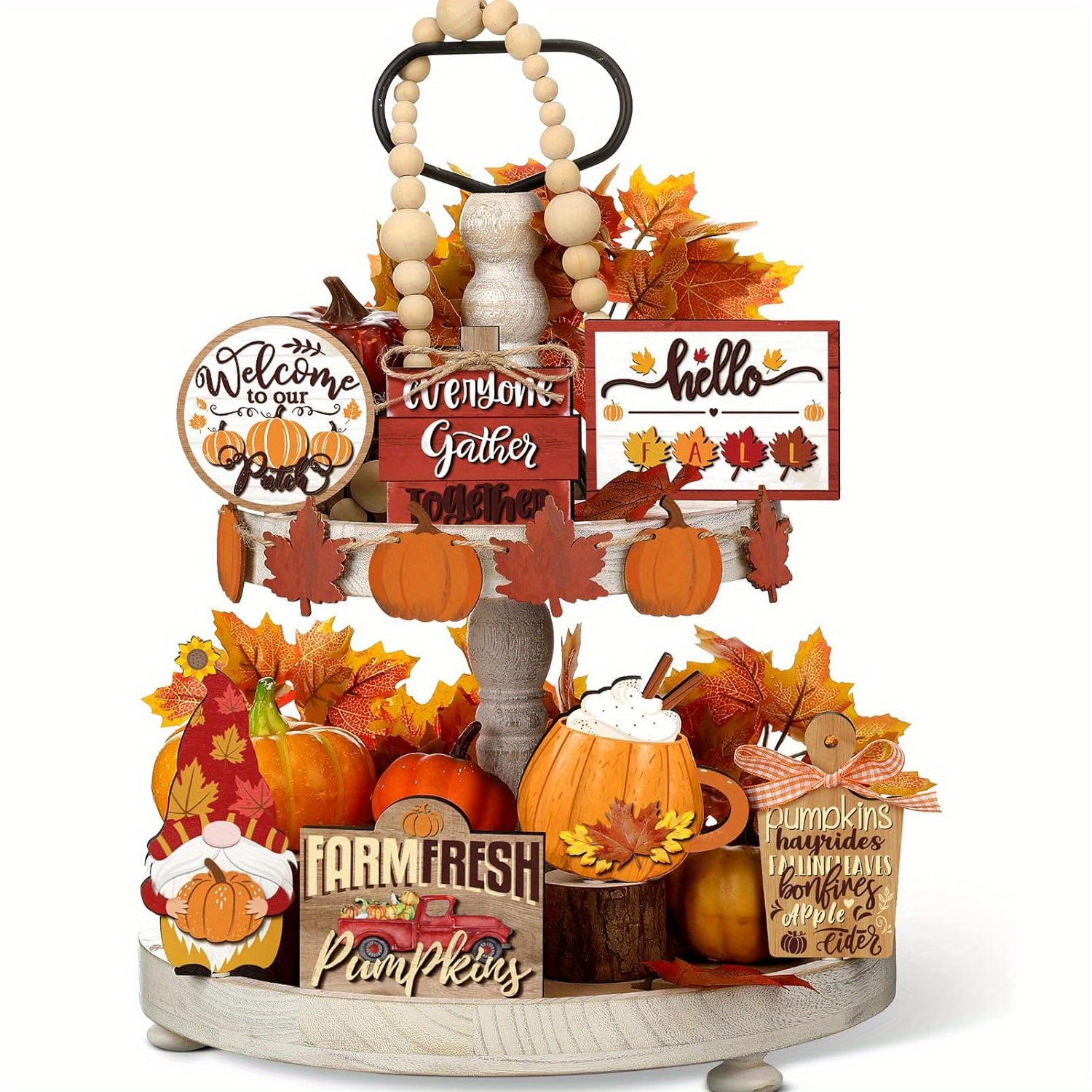 Fall Tiered Tray Decor Pumpkins Farmhouse Decor Autumn Maple Leaf Table Centerpieces Thanksgiving Harvest Wood Blocks Signs for Home Decor Halloween Christmas Gift Fall Tiered Tray Decor Pumpkins Farmhouse Decor Autumn Maple Leaf Table Centerpieces Thanksgiving Harvest Wood Blocks Signs for Home Decor Halloween Christmas Gift